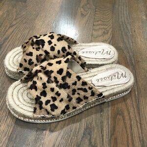 Leopard print espadrille sandals